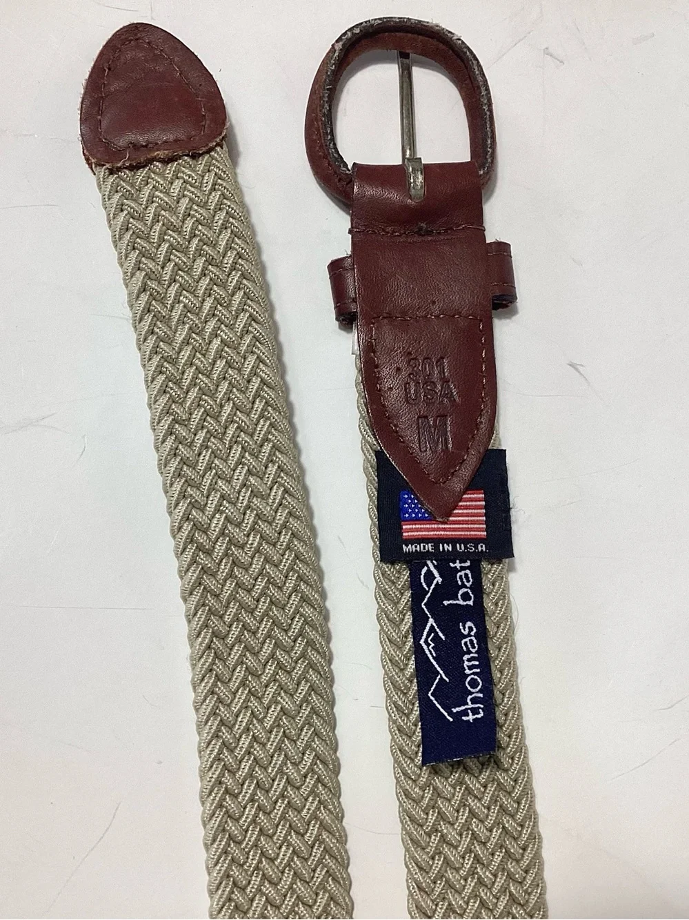 Thomas Bates Woven Webbed Leather Accent Belt Men’s M